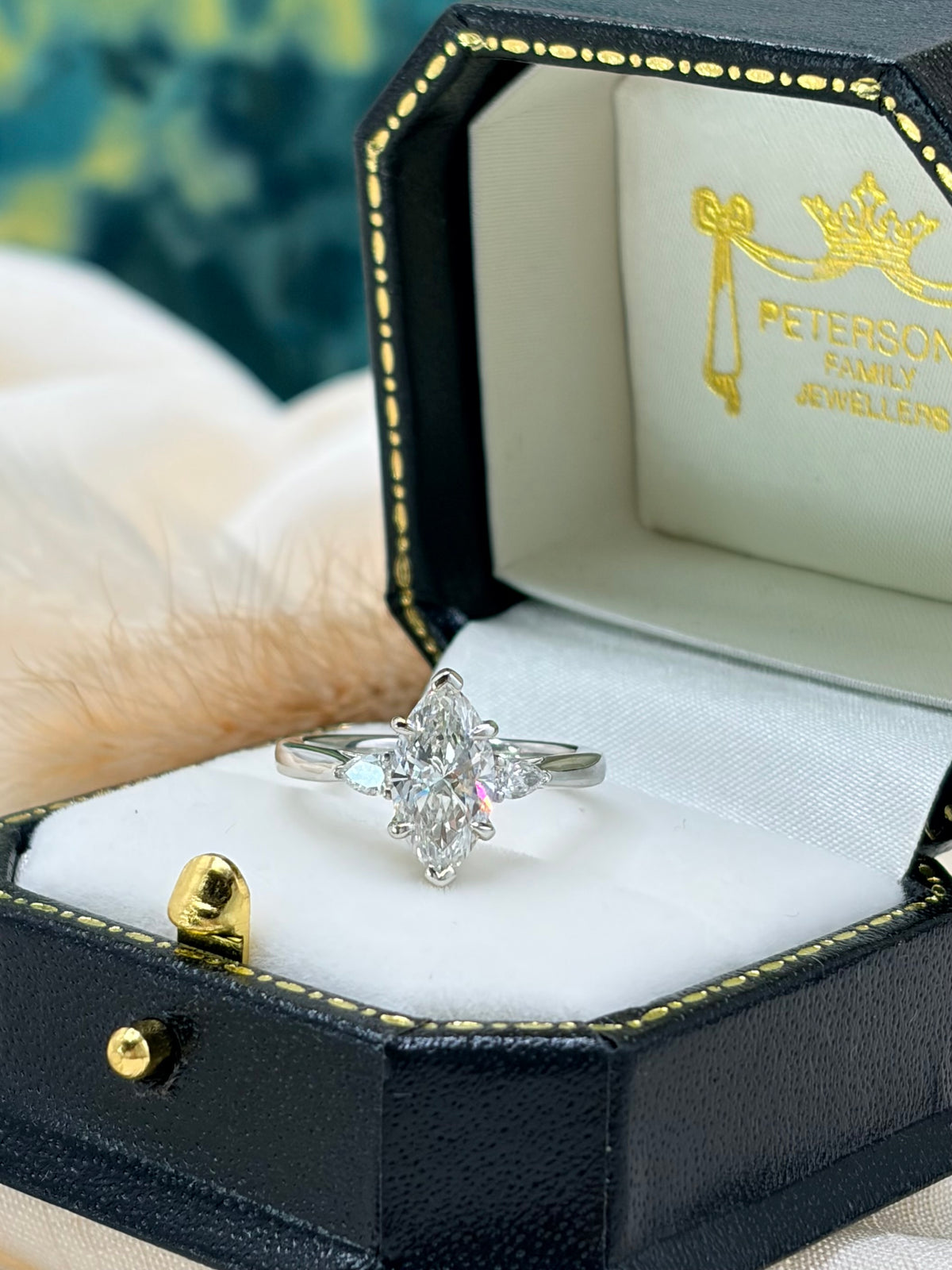 Platinum Marquise Cut Three Stone Diamond Ring 1.50ct - Lab-created