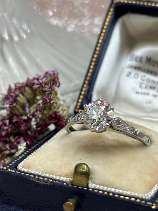 Antique Platinum Diamond Solitaire Ring - c.1900