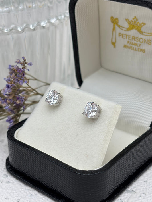 Diamond Ear Studs 18ct White Gold 1.00ct -Lab Created
