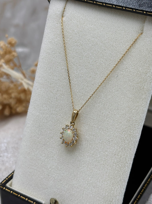 Opal and Diamond Pendant