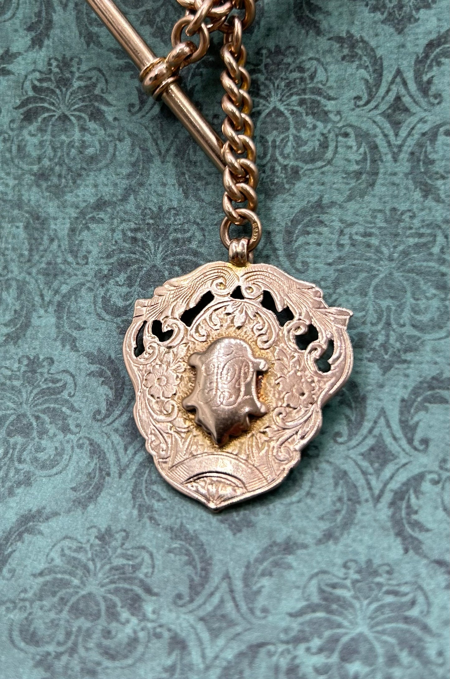 Antique 9ct Rose Gold Double Albert Watch Chain