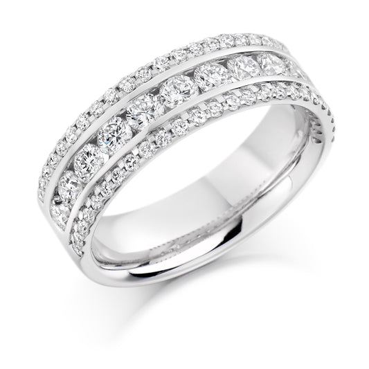 Platinum Diamond Triple Row Wedding Eternity Ring (#1359)