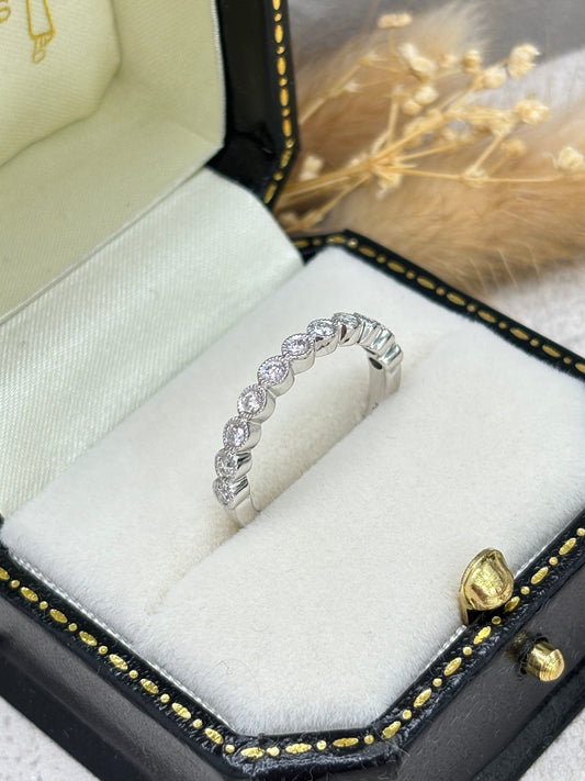 Platinum Vintage Style Diamond Eternity Ring - 0.33ct