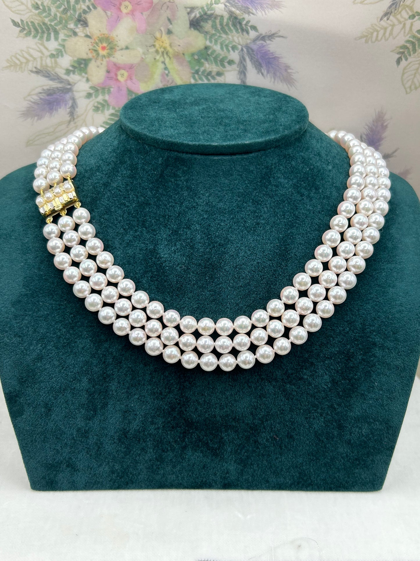 Triple Row of Cultured Pearl Necklace