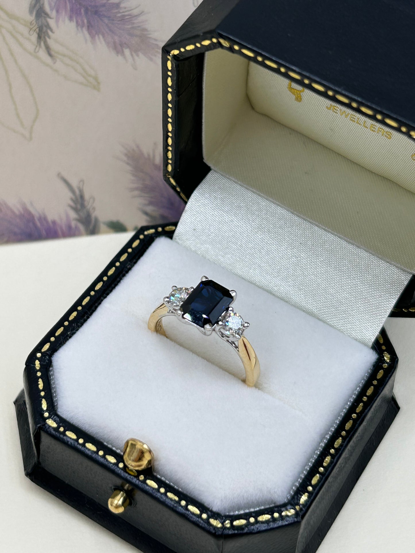 18ct Gold Sapphire and Diamond Three Stone Ring