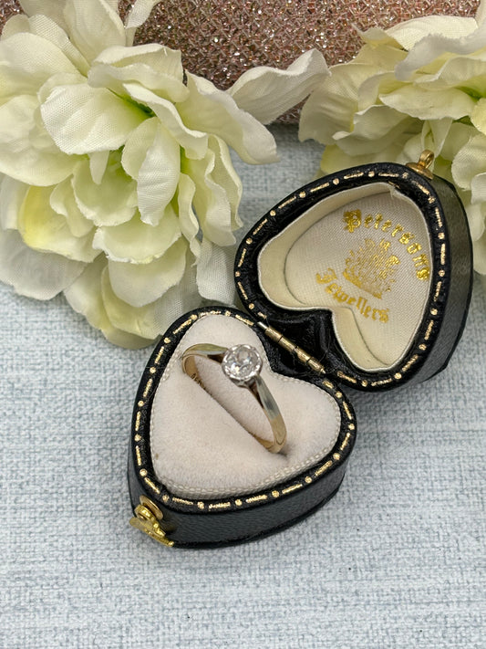 Antique Vintage 18ct Gold and Platinum Diamond Solitaire Ring - c.1925