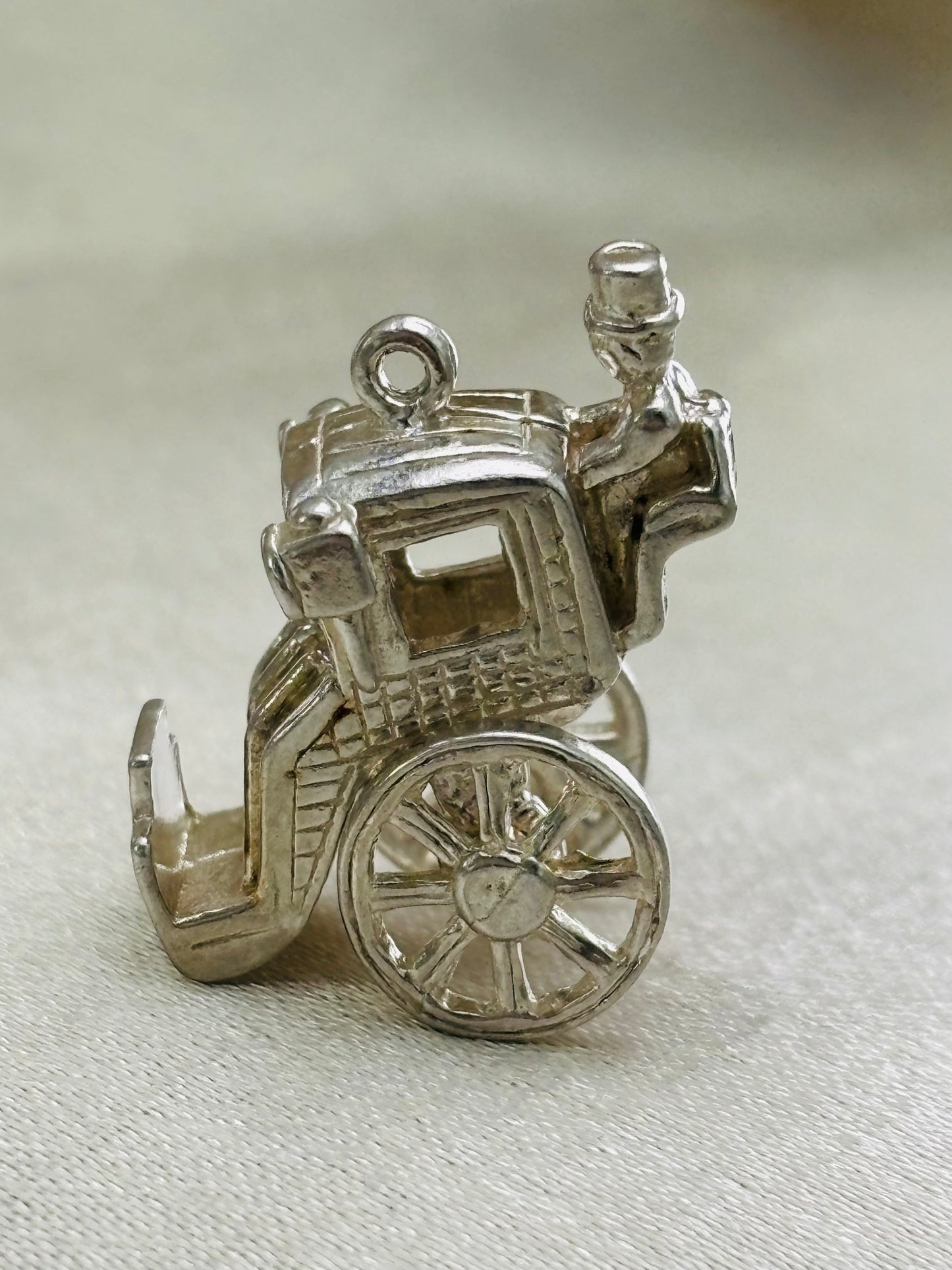 Vintage Silver Charm Carriage Moveable