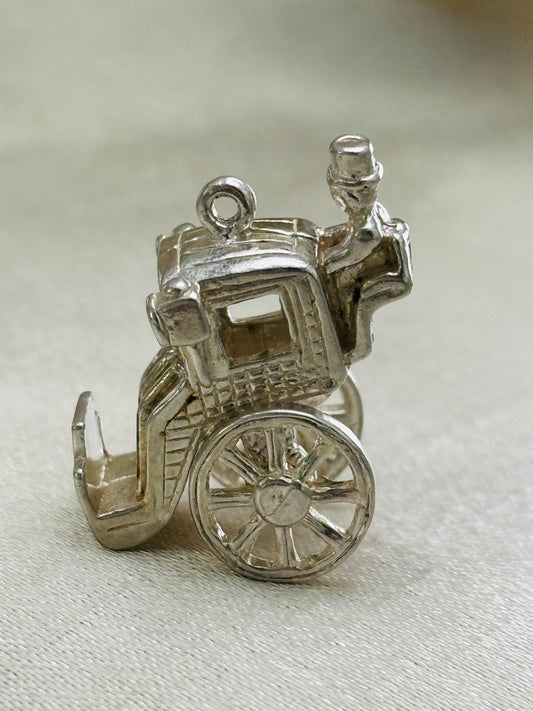 Vintage Silver Charm Carriage Moveable