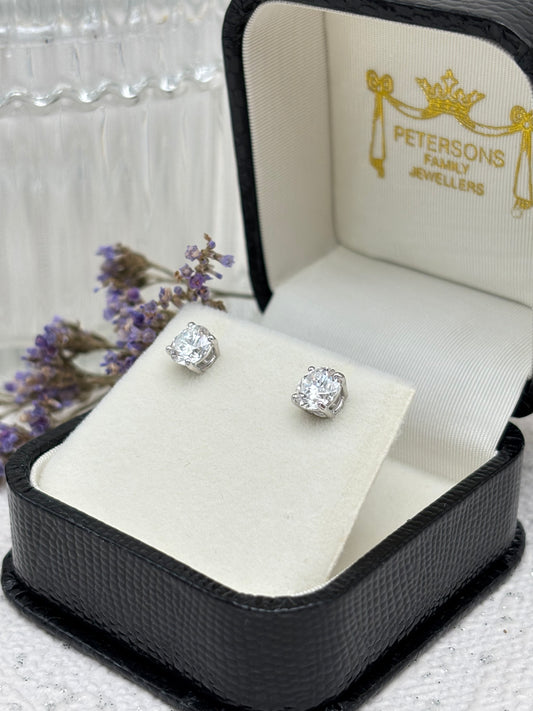 Diamond Ear Studs 18ct White Gold 1.85ct -Lab Created