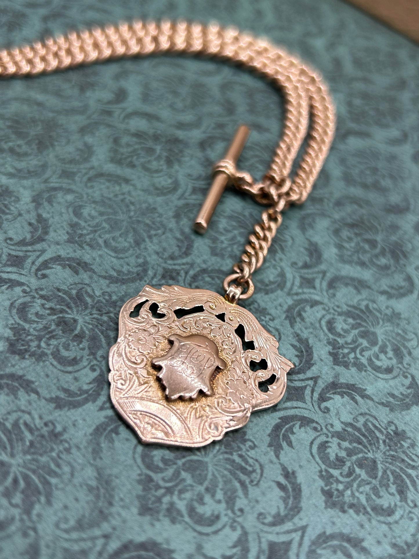 Antique 9ct Rose Gold Double Albert Watch Chain