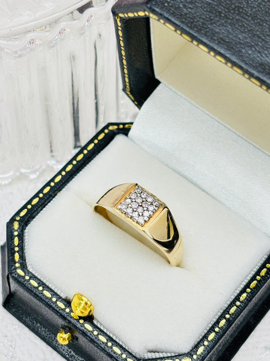 9ct Yellow Gold Gents Diamond Ring - Pre-owned