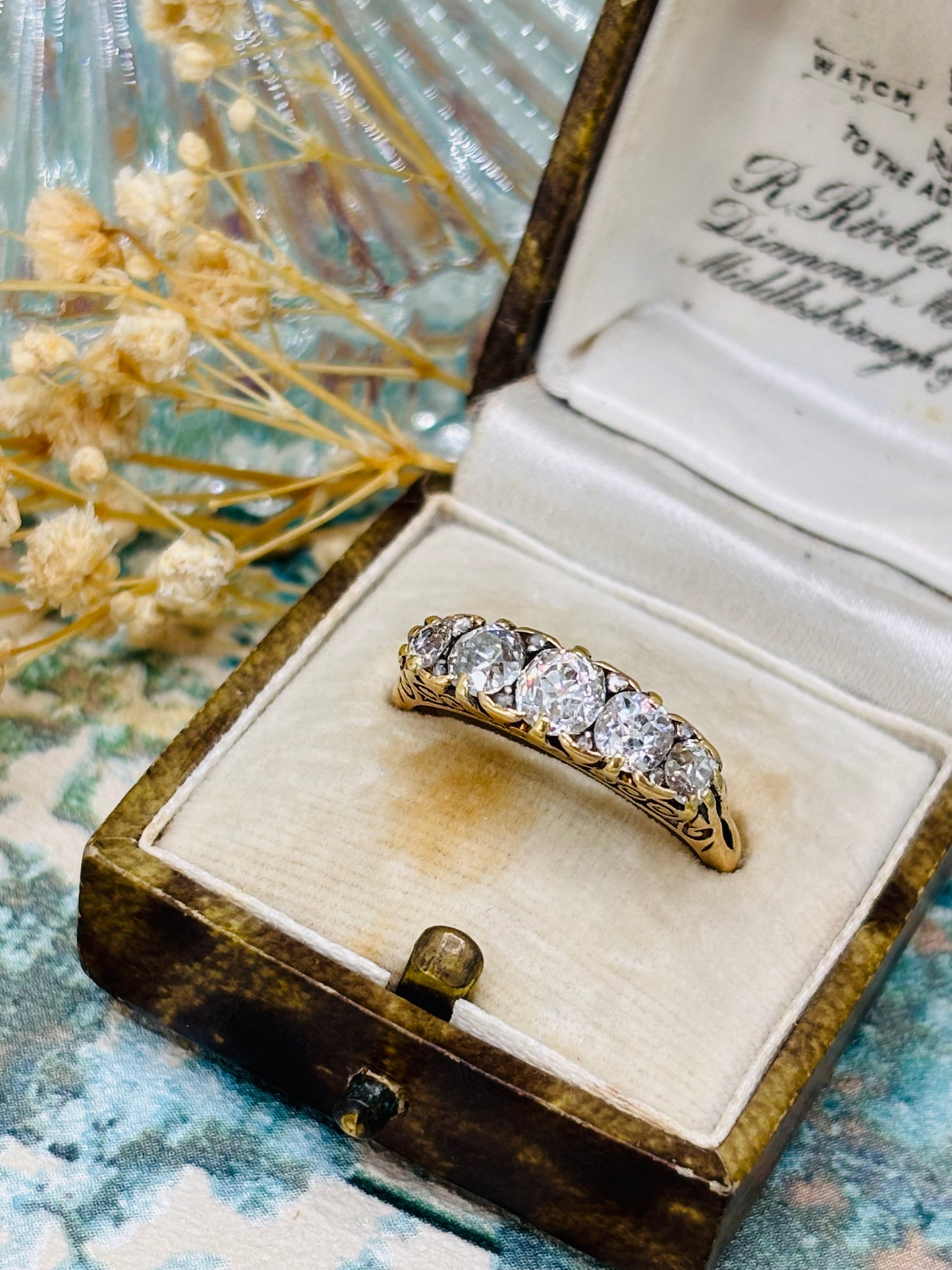 Antique 18ct Gold Diamond Boat Ring