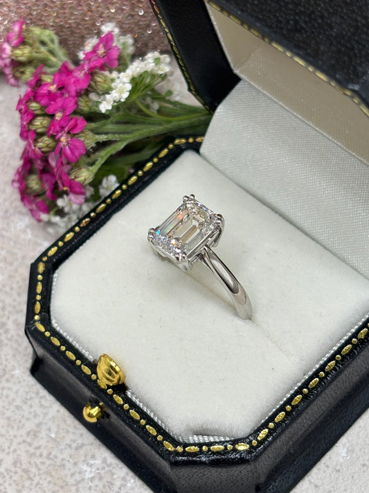 Platinum Emerald Cut Diamond Solitaire 3ct - Lab-created