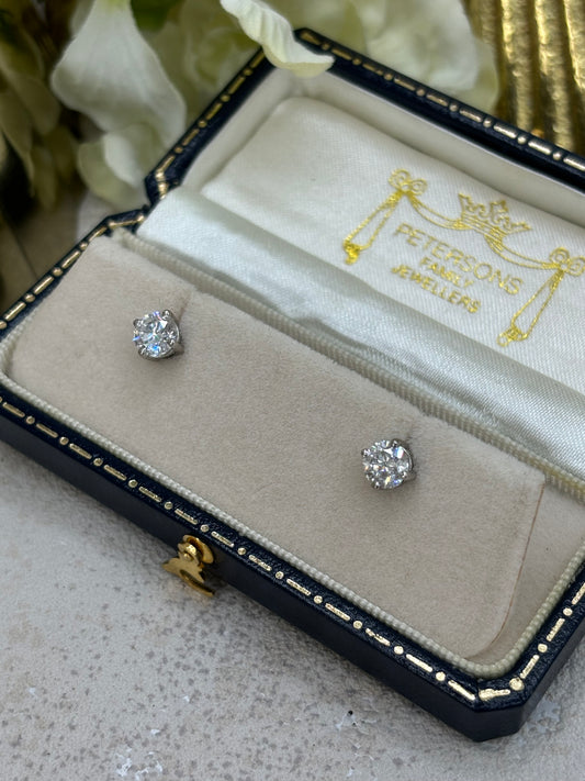 Diamond Ear Studs 1.00ct 18ct White Gold