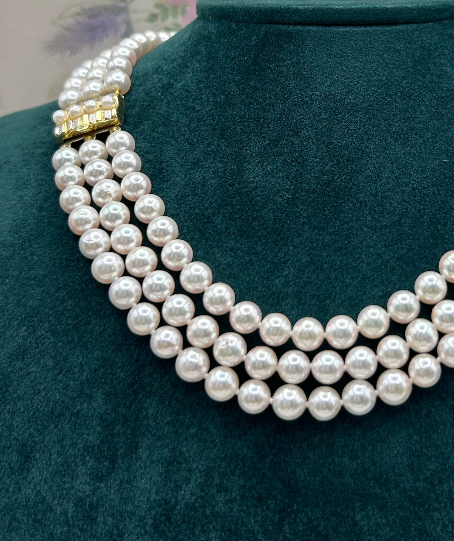 Triple Row of Cultured Pearl Necklace