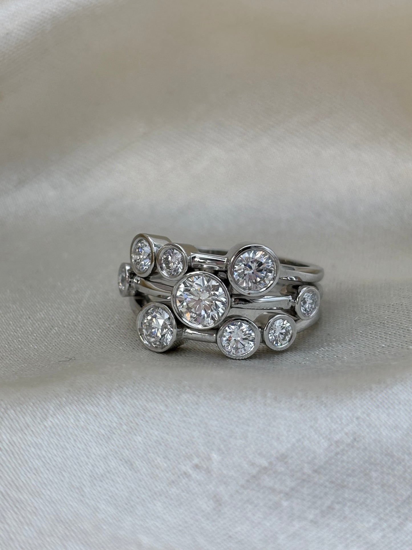 Platinum Natural Diamond Bubble Ring - 1.50ct