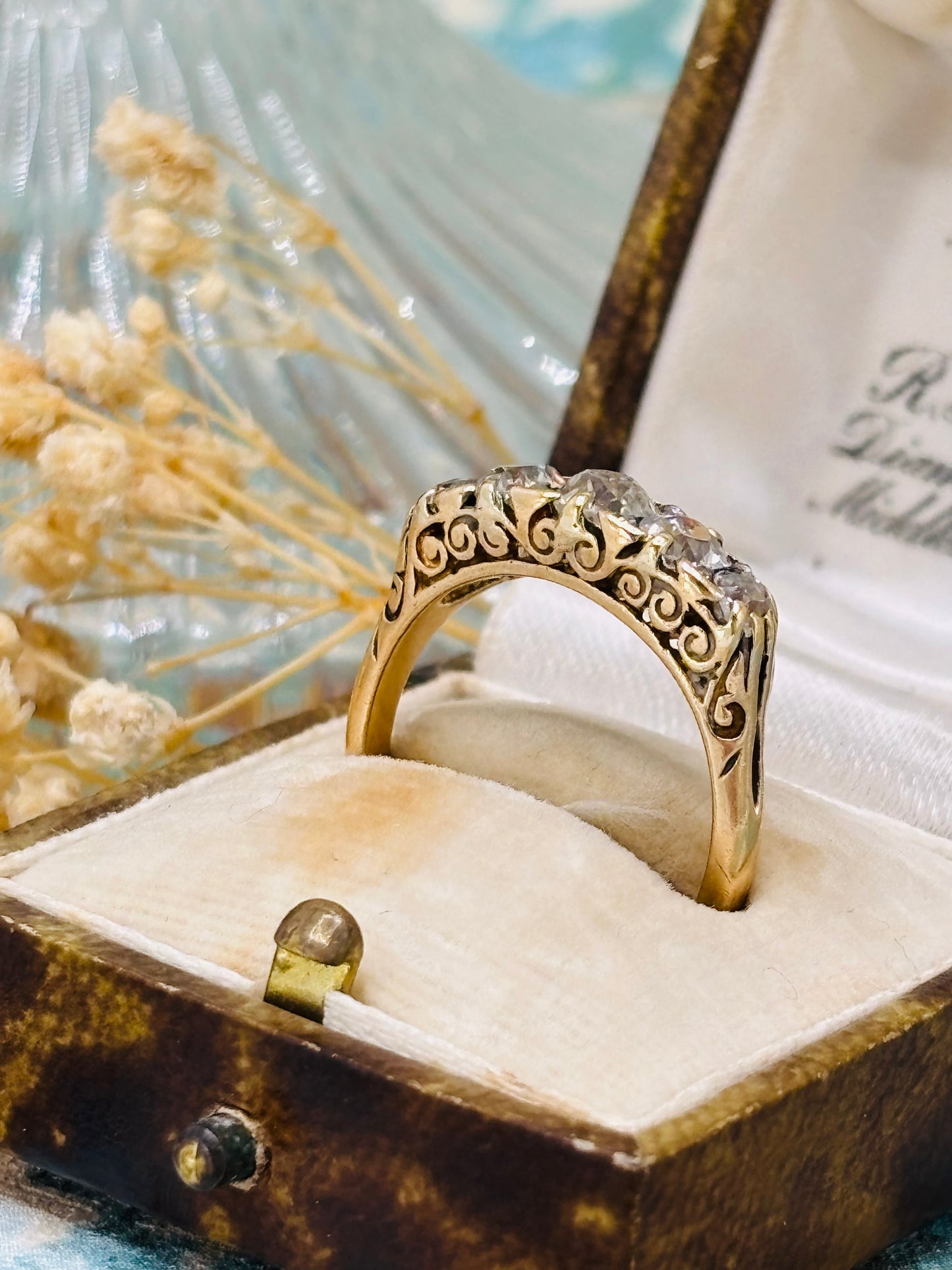 Antique 18ct Gold Diamond Boat Ring