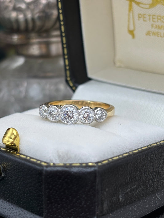 18ct Gold and Platinum Five Stone Diamond Ring