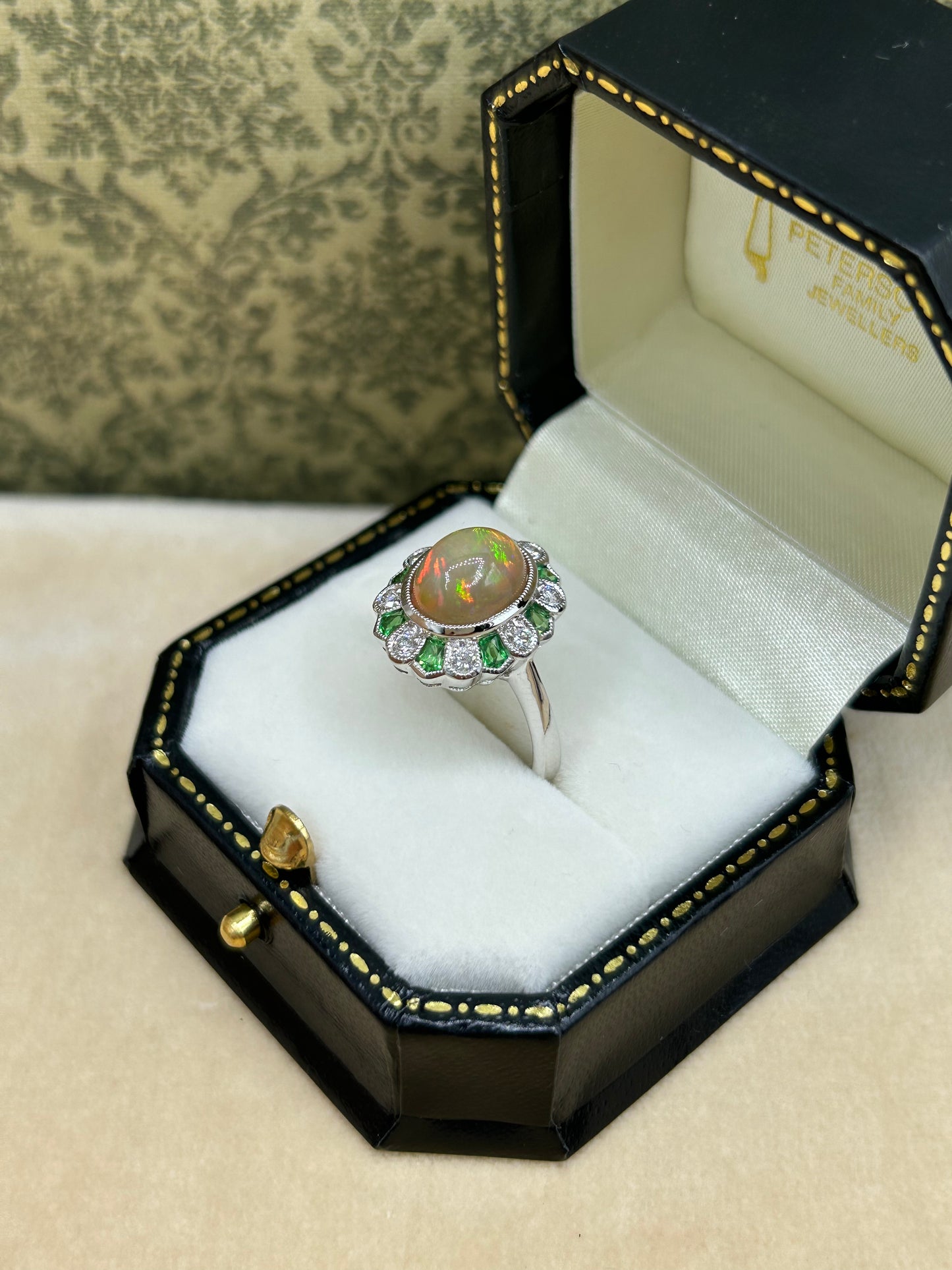 18ct White Gold Opal Cluster Ring