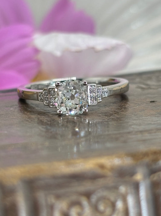 Platinum Diamond Art Deco Style Ring