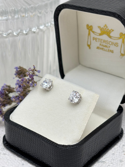 Diamond Ear Studs 18ct White Gold 1.50ct -Lab Created