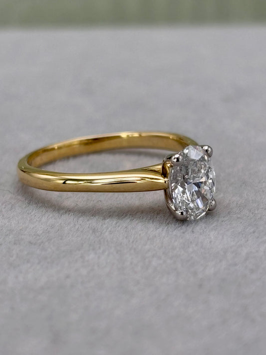 18ct Yellow Gold Oval Cut Diamond Solitaire 1ct - Lab-created