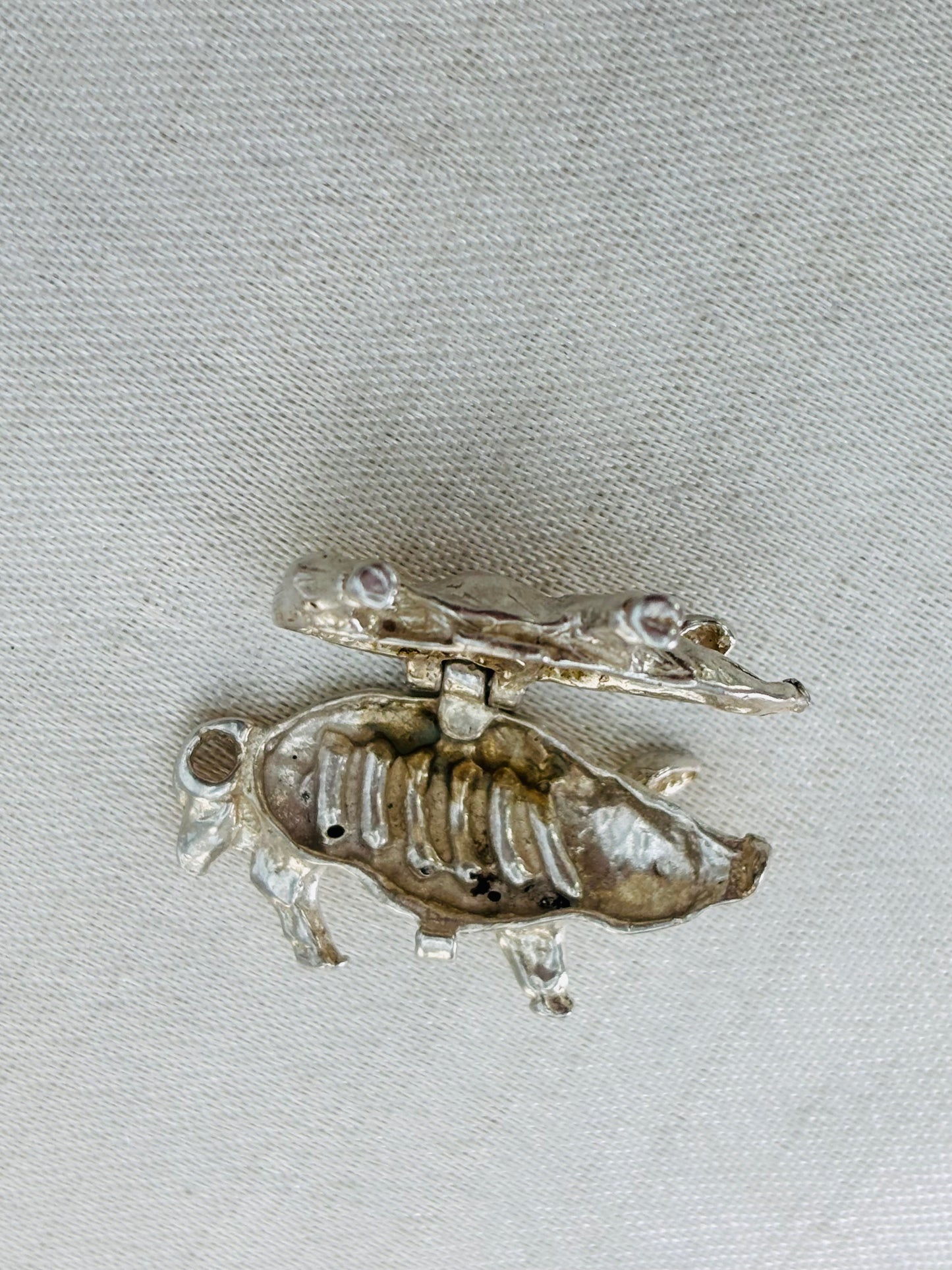 Vintage Silver Charm Rare Pig Moveable