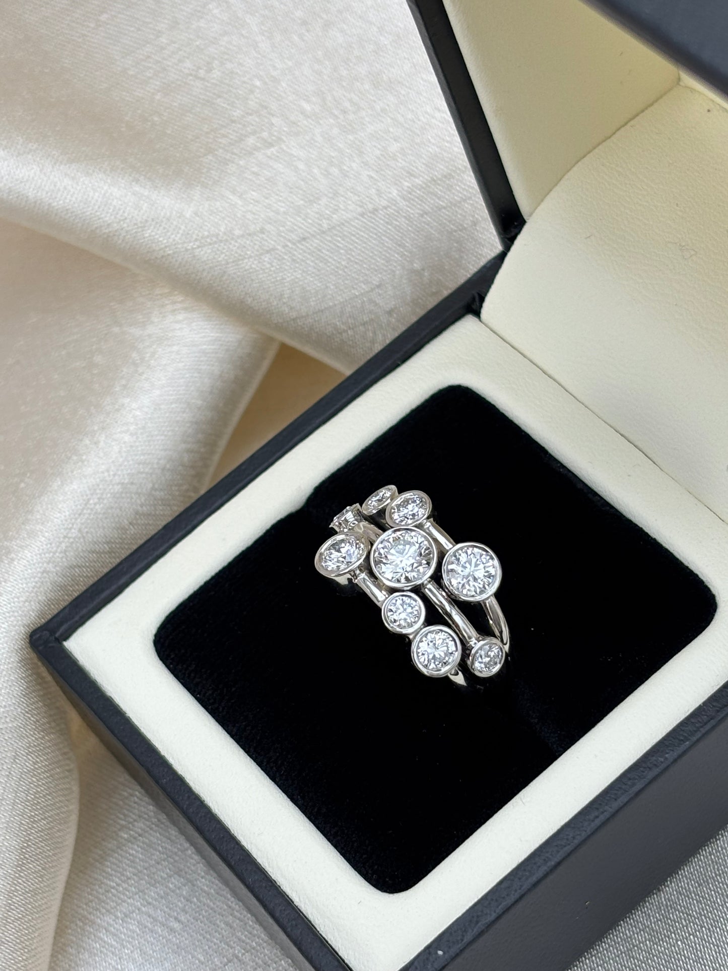 Platinum Natural Diamond Bubble Ring - 1.50ct
