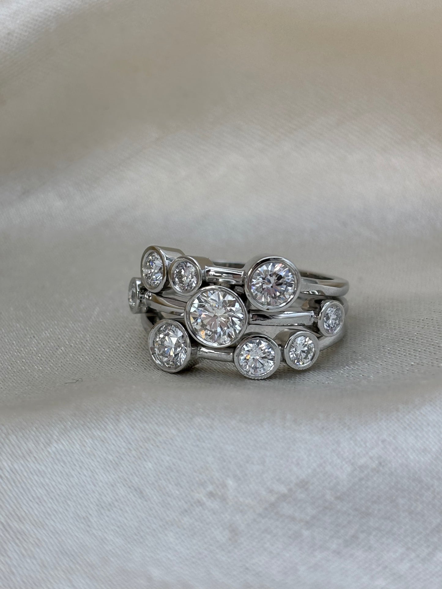 Platinum Natural Diamond Bubble Ring - 1.50ct