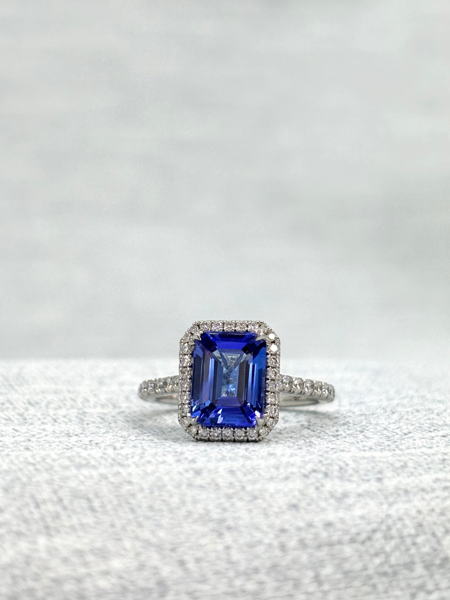 Platinum Tanzanite and Diamond Ring.