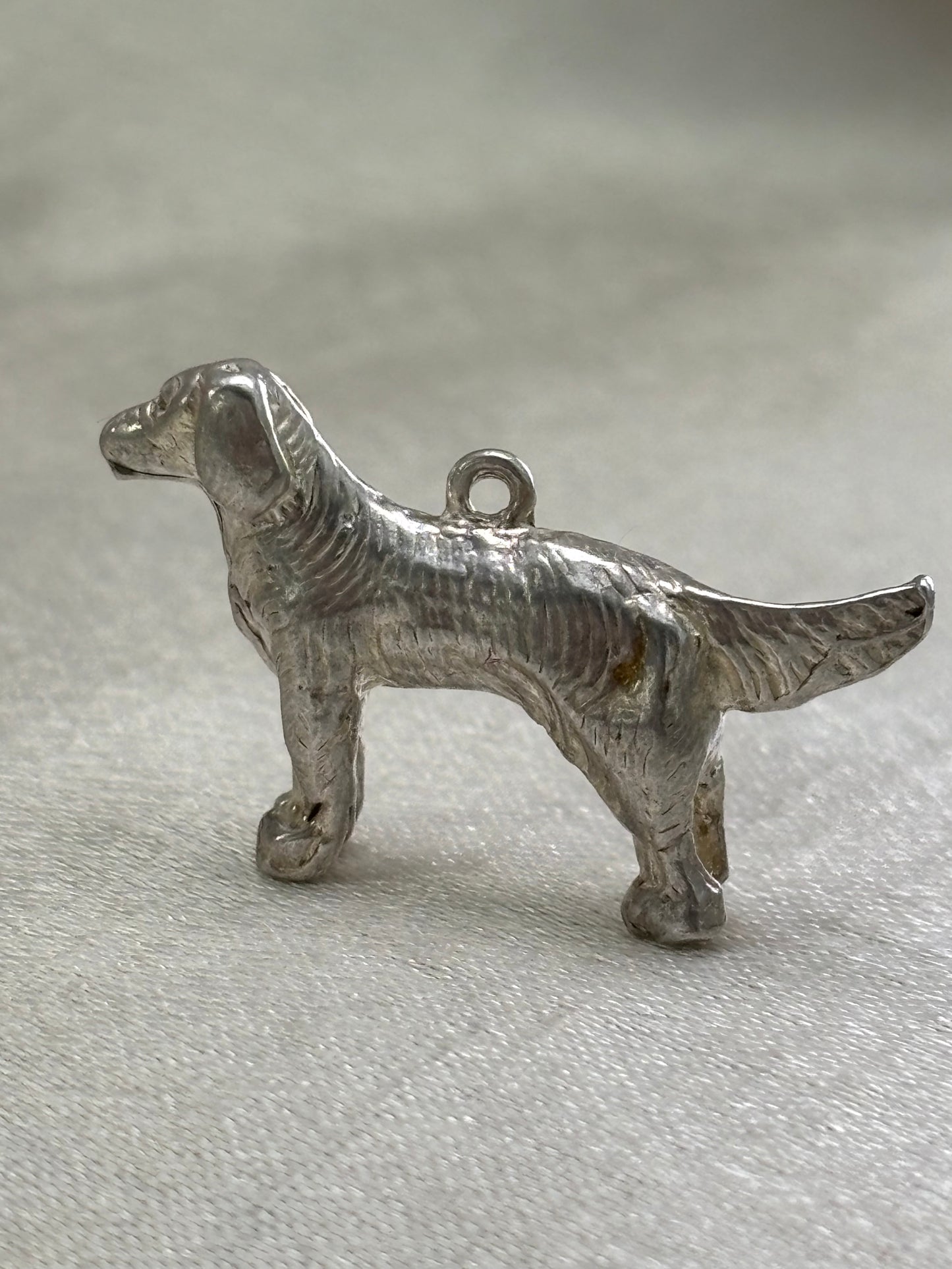 Vintage Silver Charm Dog Retriever Red Setter