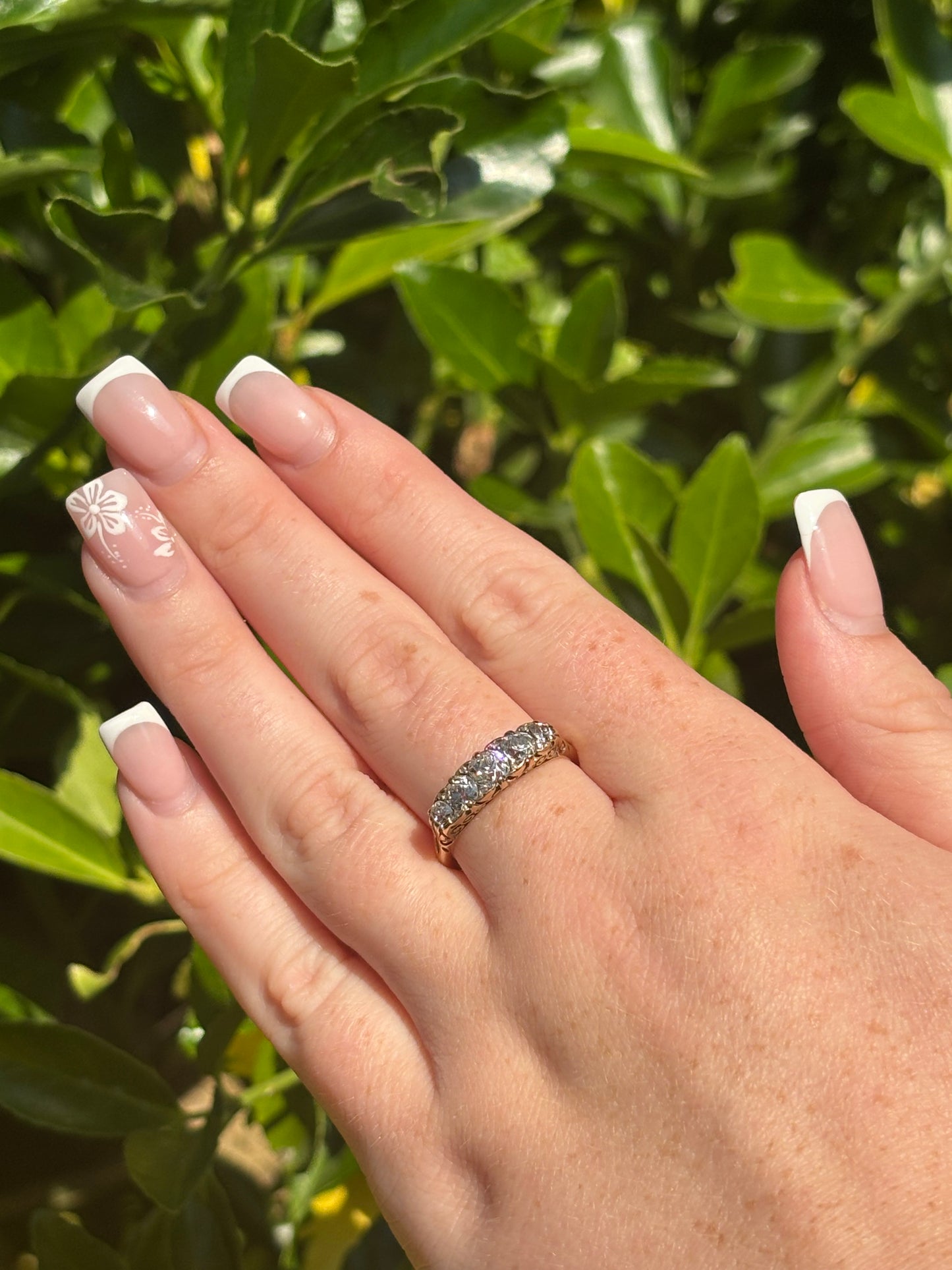 Antique 18ct Gold Diamond Boat Ring - c.1900