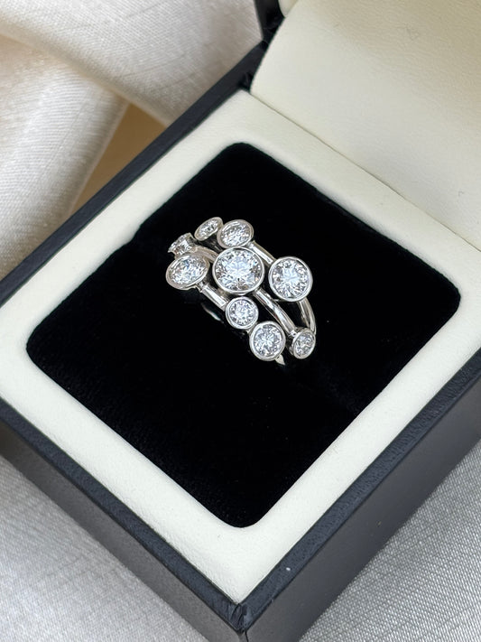 Platinum Natural Diamond Bubble Ring - 1.50ct