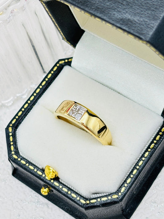 18ct Yellow Gold Gents Diamond Ring - Pre-owned