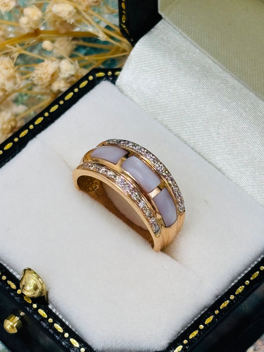 18ct Rose Gold Diamond Mother of Pearl Dress Ring - Pre-owned