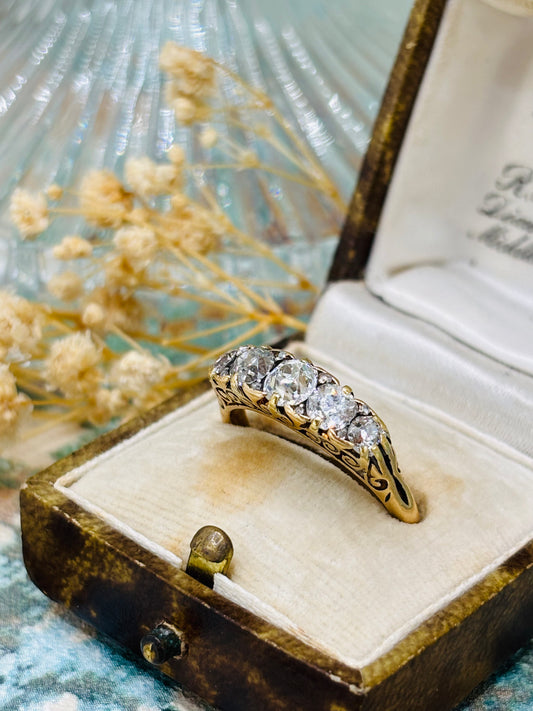 Antique 18ct Gold Diamond Boat Ring