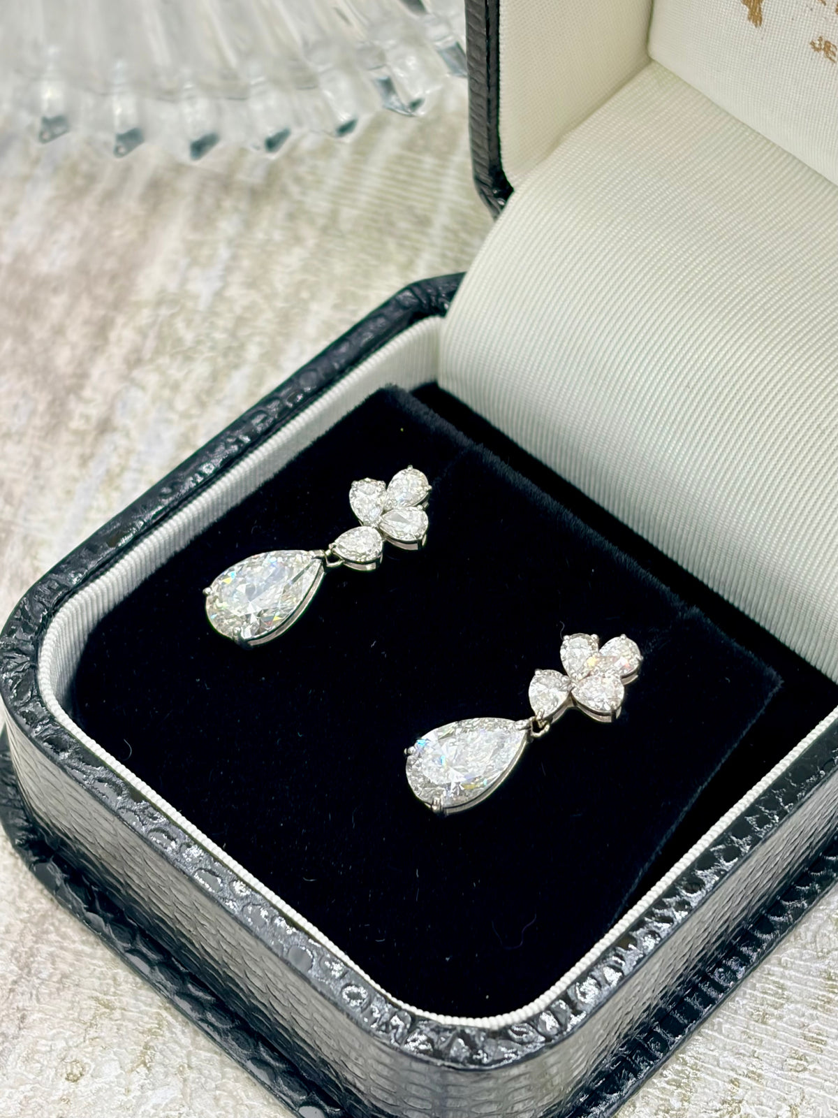 18ct White Gold Diamond Drop Earrings 2.70ct -Lab Created