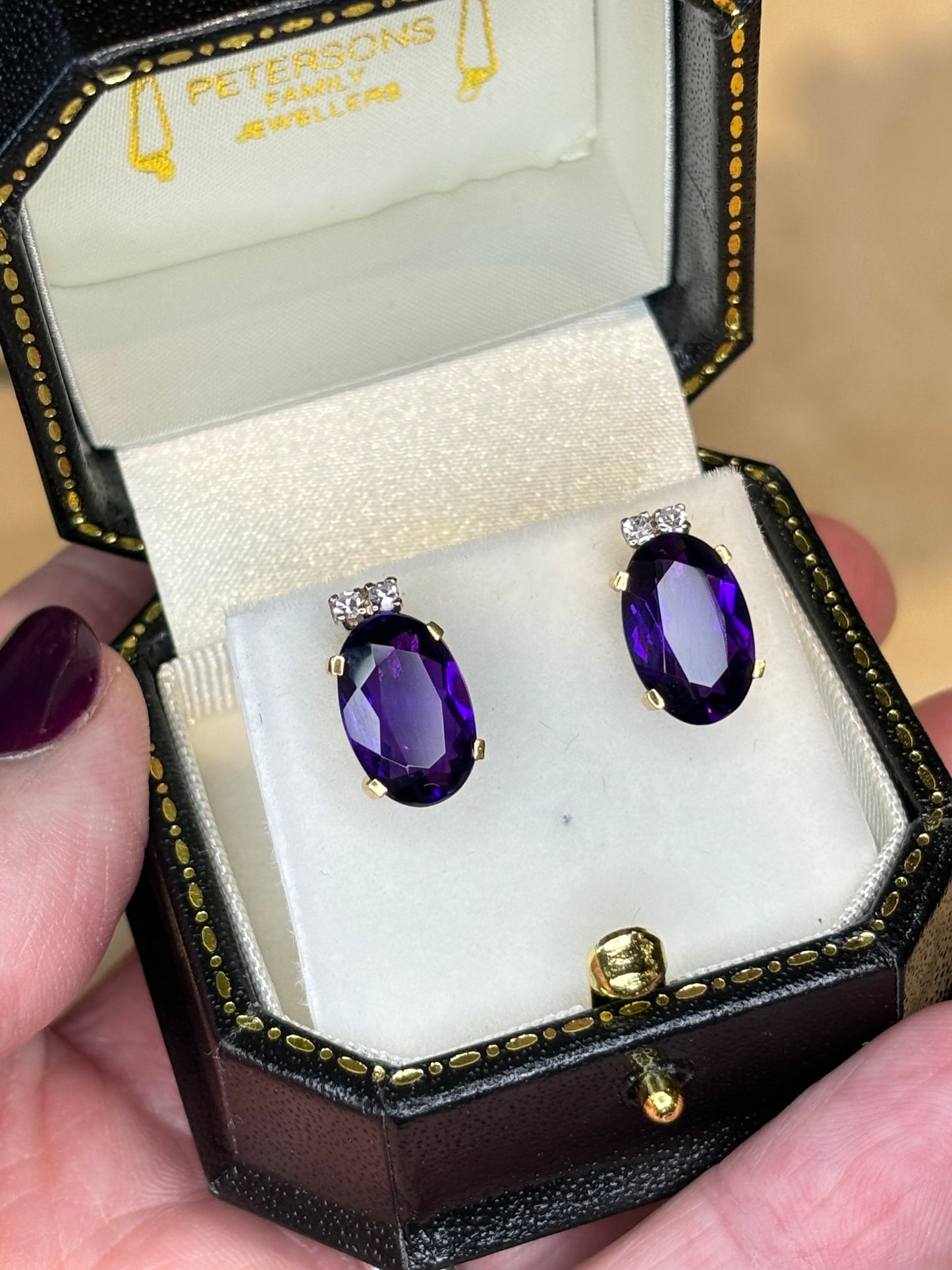 18ct Gold Amethyst Earrings