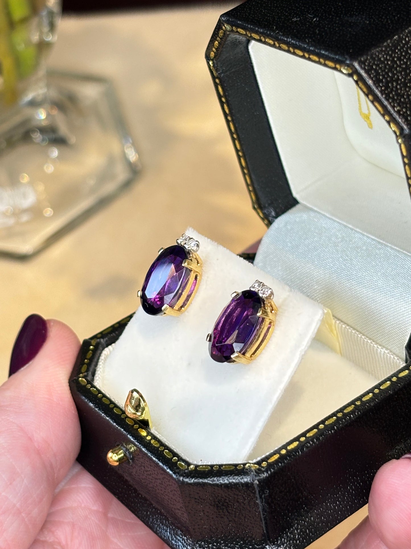 18ct Gold Amethyst Earrings