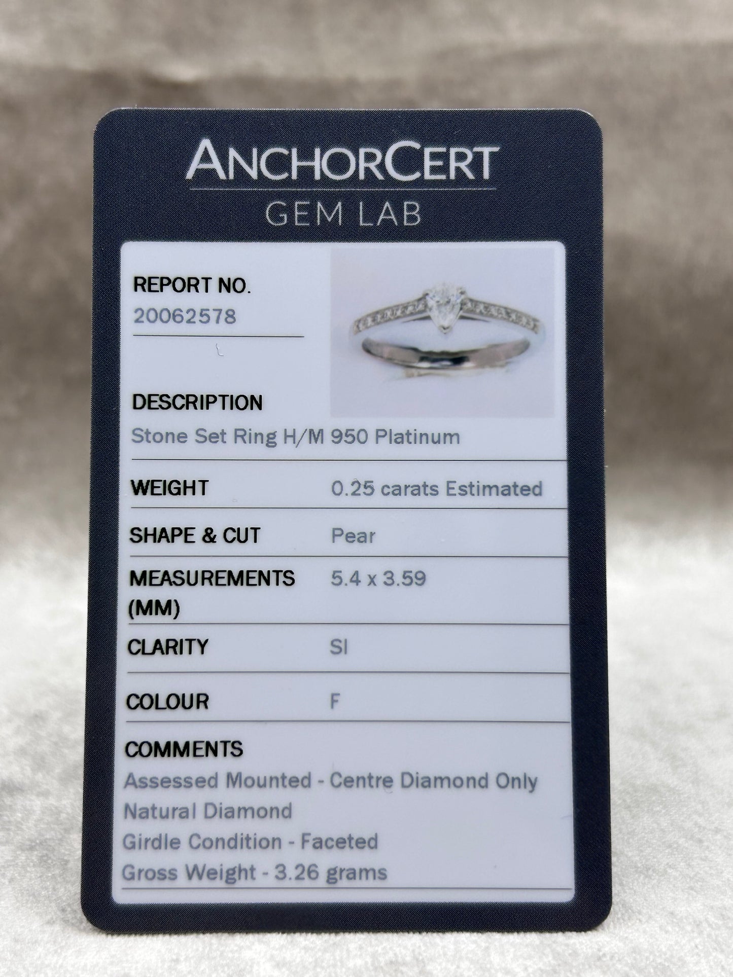Platinum Pear Cut Diamond Solitaire