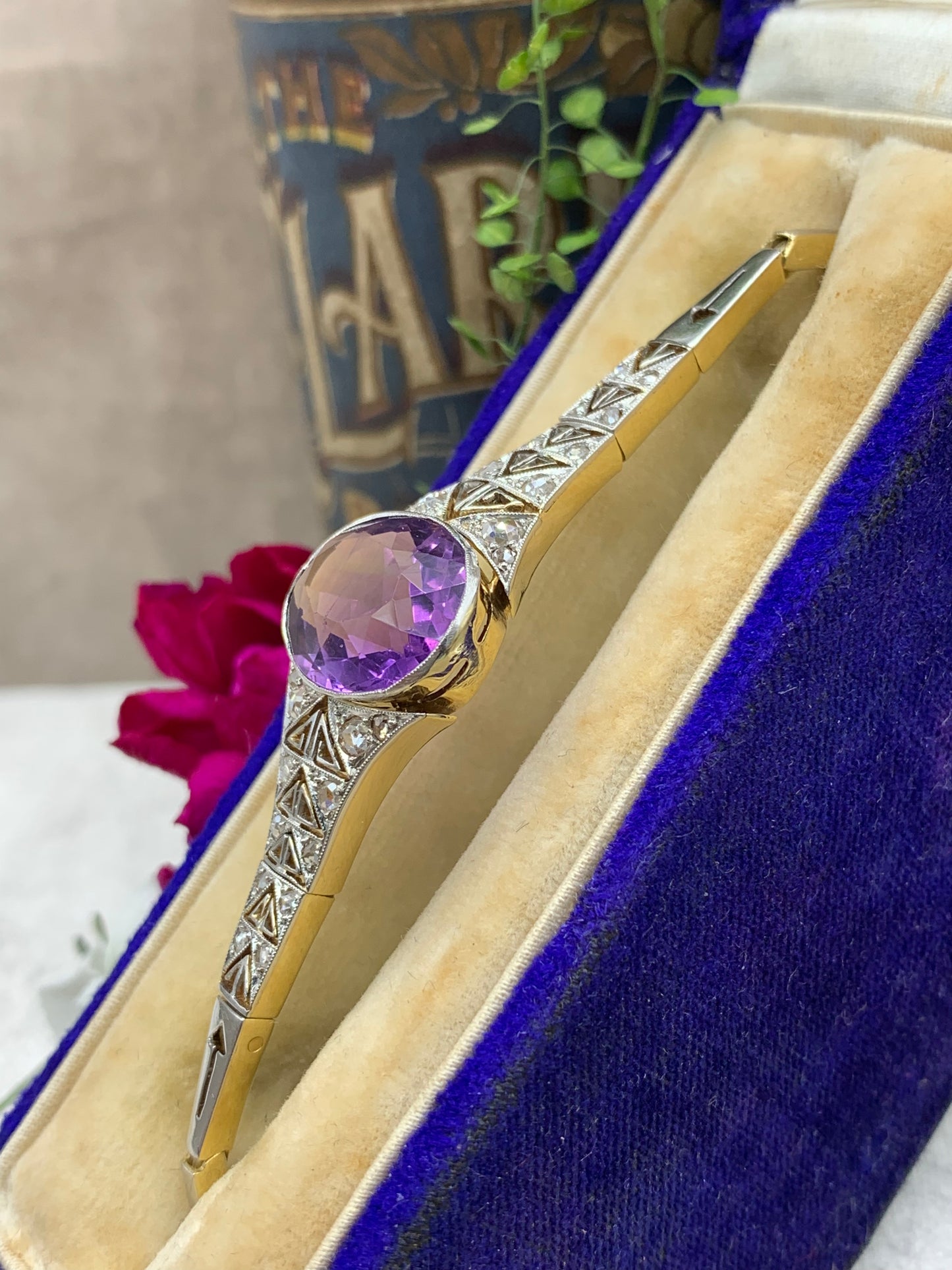 Antique Art Deco Amethyst and Diamond Bracelet.