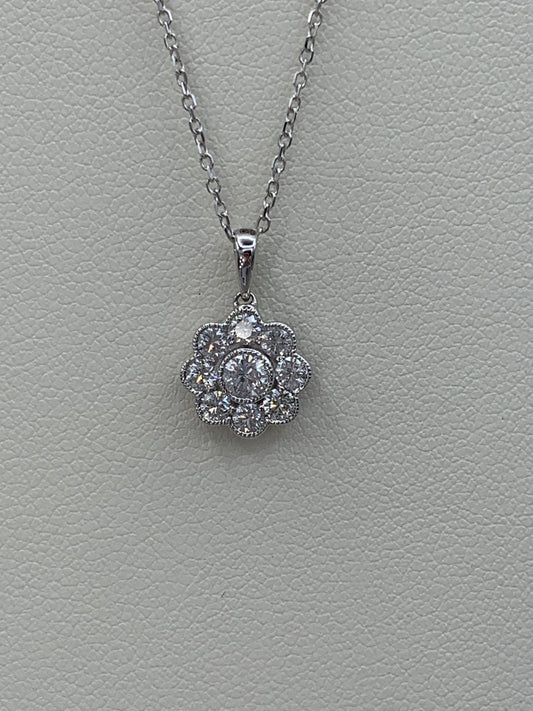 18ct White Gold Diamond Daisy Pendant