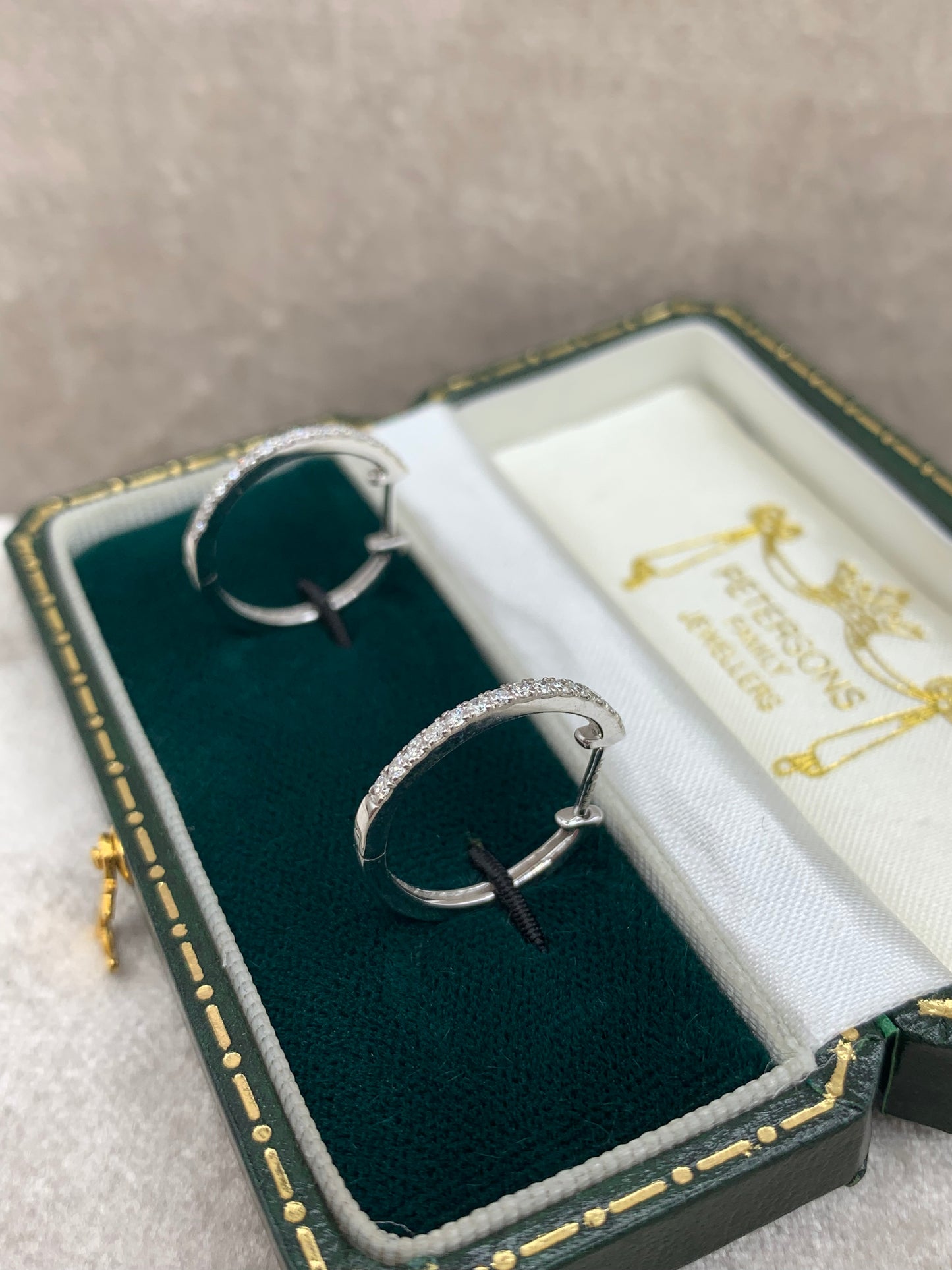 White Gold Diamond Hoop Earrings.