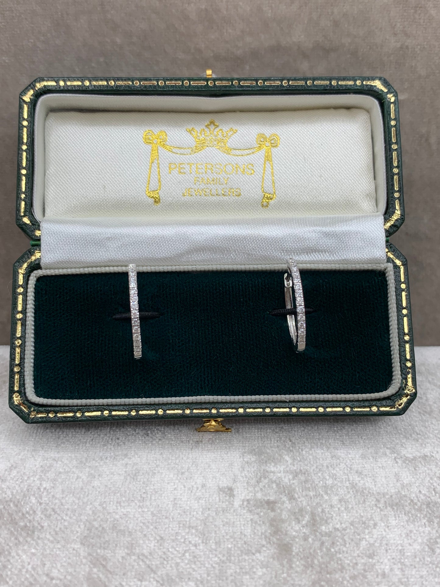 White Gold Diamond Hoop Earrings.