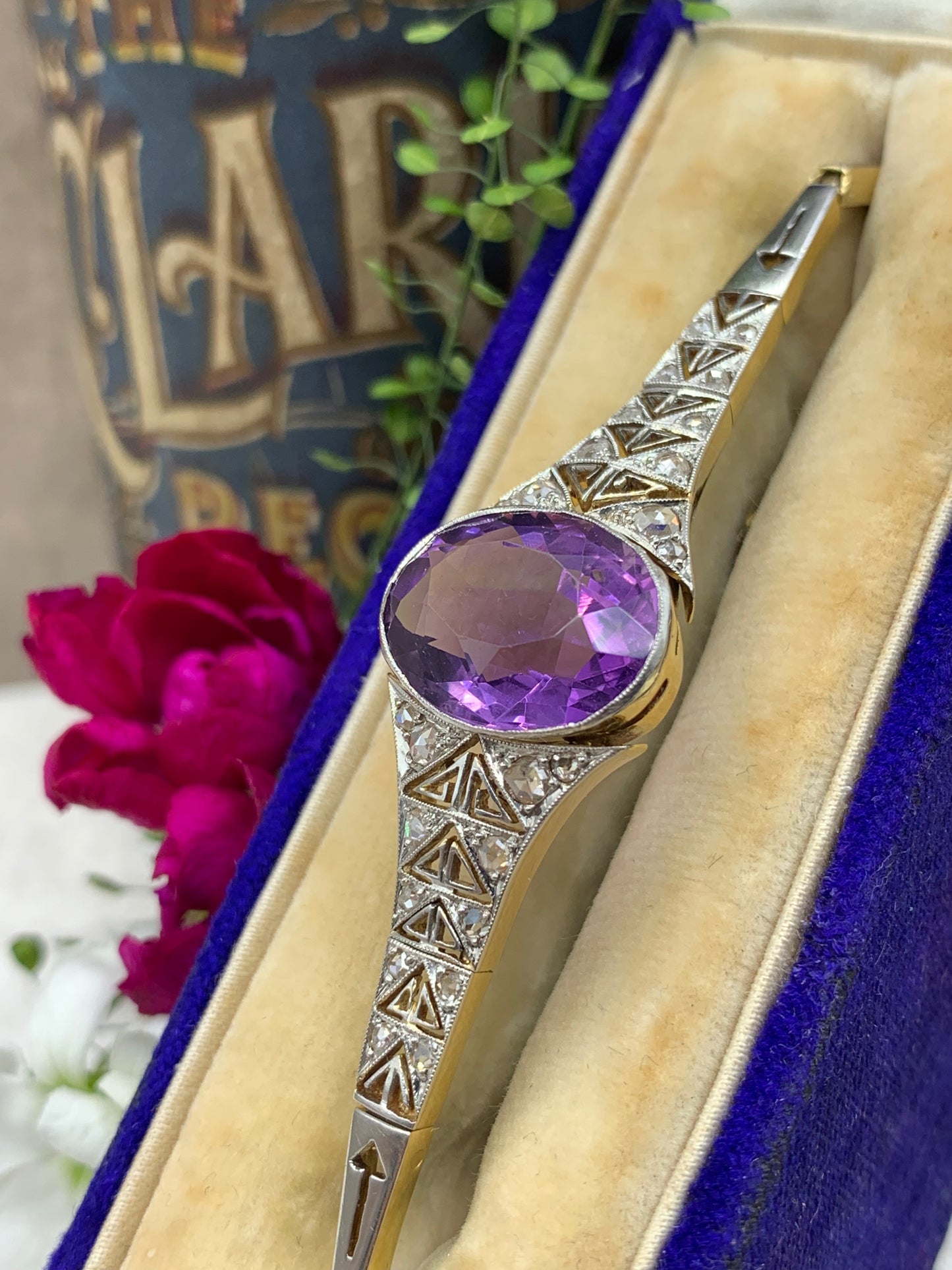 Antique Art Deco Amethyst and Diamond Bracelet.