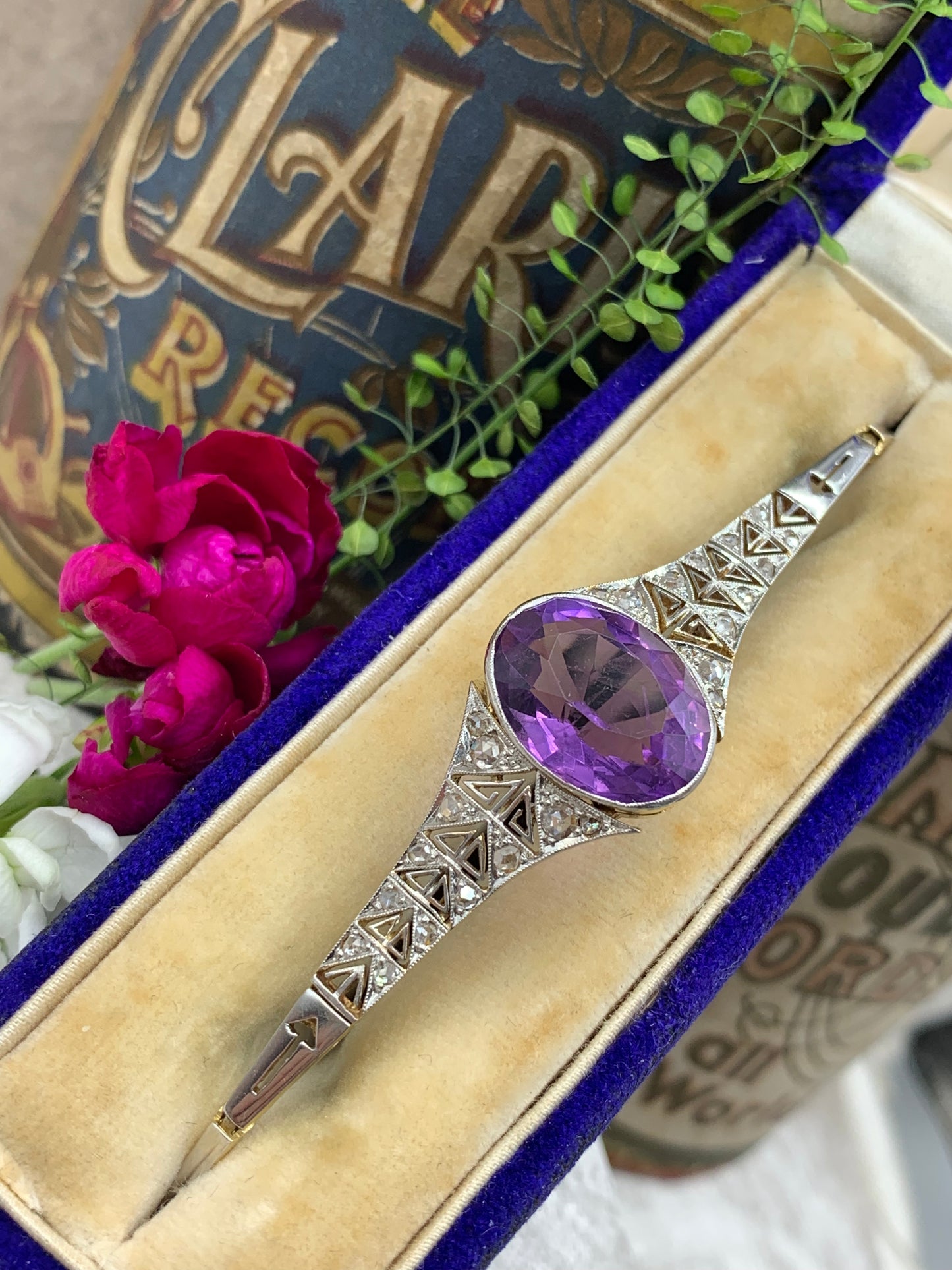 Antique Art Deco Amethyst and Diamond Bracelet.