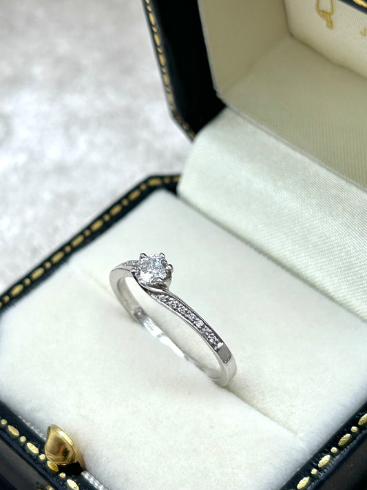 Platinum Diamond Twist Solitaire Engagement Ring