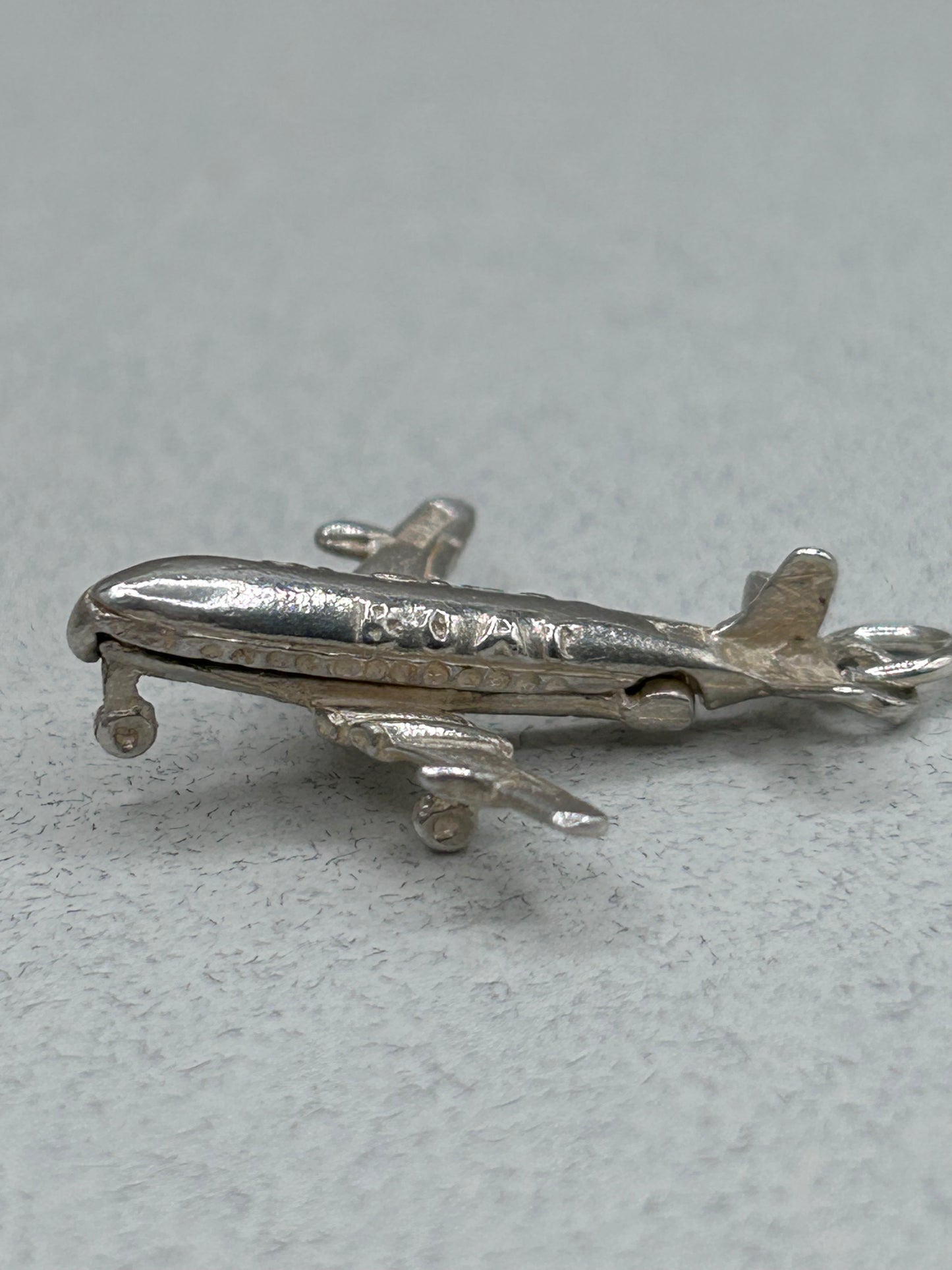Vintage Silver Charm Boeing Jet Aeroplane