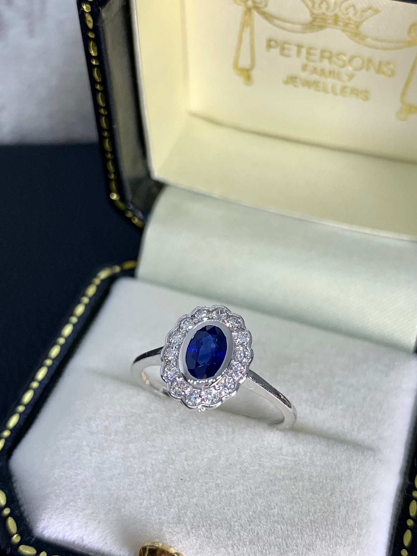 18ct White Gold Sapphire and Diamond Cluster Ring