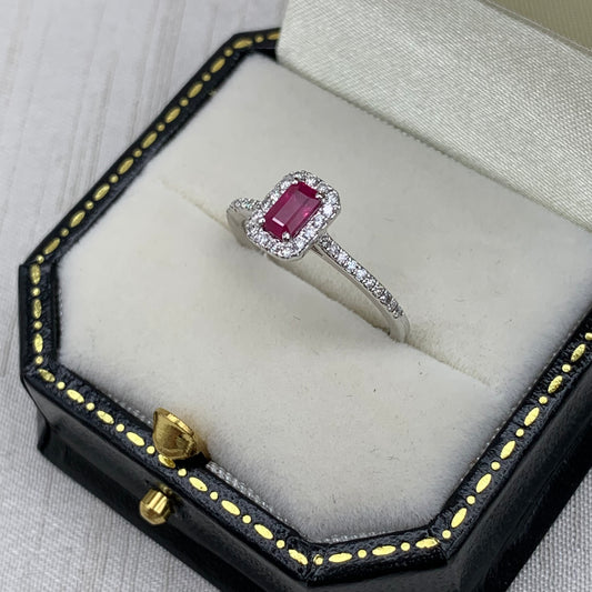 Platinum Ruby and Diamond Ring